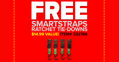 Free 4-pack of SmartStraps Ratchet Straps at Northern Tool + Equipment Stores until May 29th!